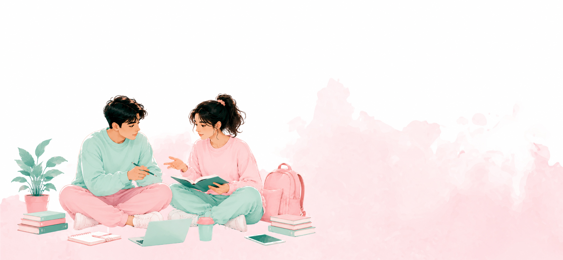 Students studying together